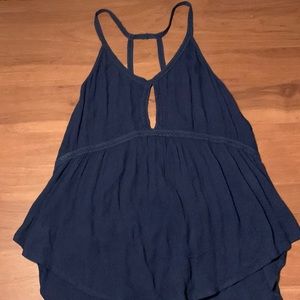 Navy Blue Relaxed Cami Tank Blouse Top